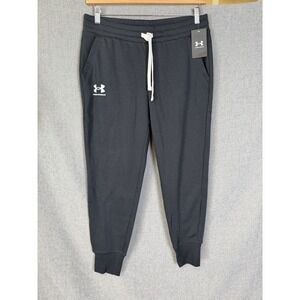 NEW Under Armour Rival Fleece Women's Jogger Pants M Black Loose Fit Drawstring